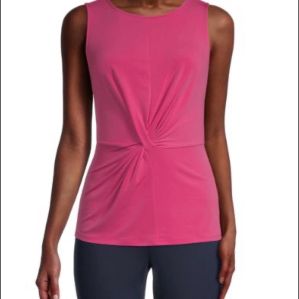 Donna Karan Sleeveless Pink Tie Front Tank Top